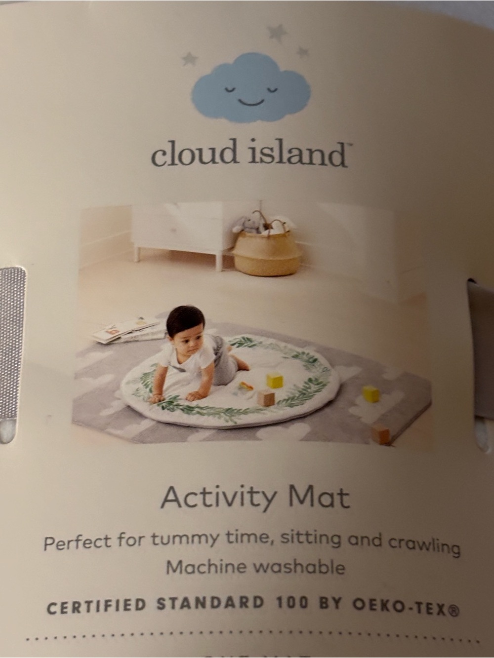 Cloud Island Cream & Green Activity Mat - Baby Tummy Time Play Mat